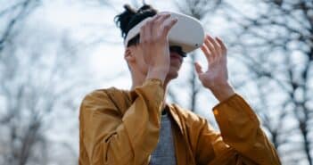 A Man Wearing a Vr Goggles Outdoors