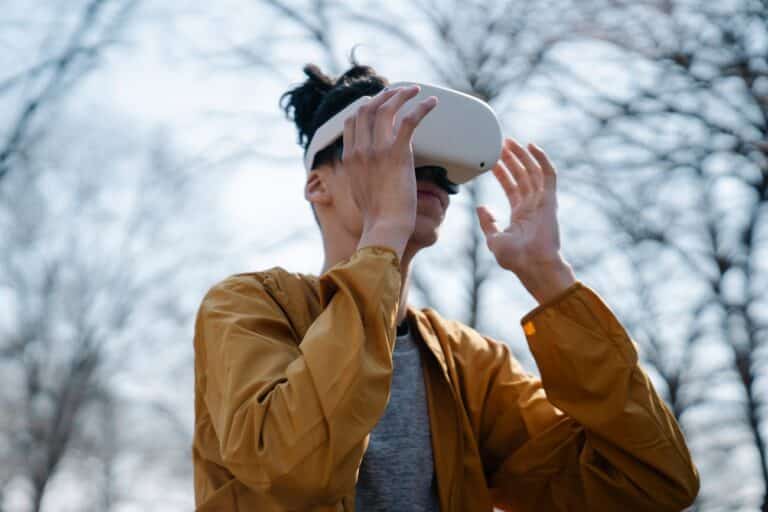 A Man Wearing a Vr Goggles Outdoors