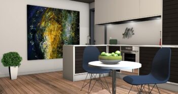 kitchen, living room, 3d mockup