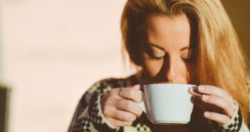 woman, drinking, coffee