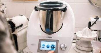 Barcelona, Spain, 15 January, 2021: Two women using thermomix at home