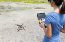 Woman control with drone