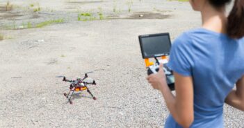 Woman control with drone