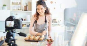 Joyful Woman Cooking On Camera