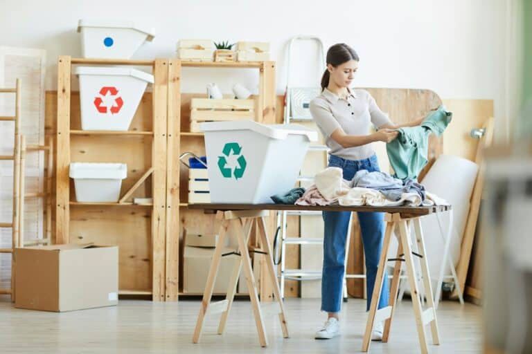 Woman sorting the clothes