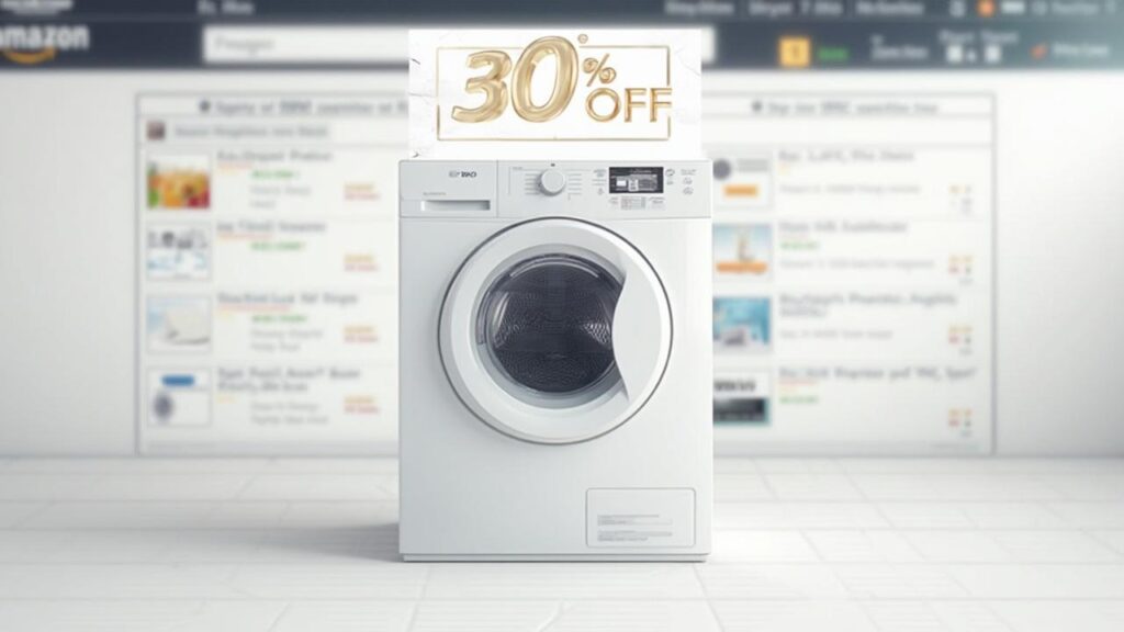 Lave-linge moderne avec promotion de 30% de réduction